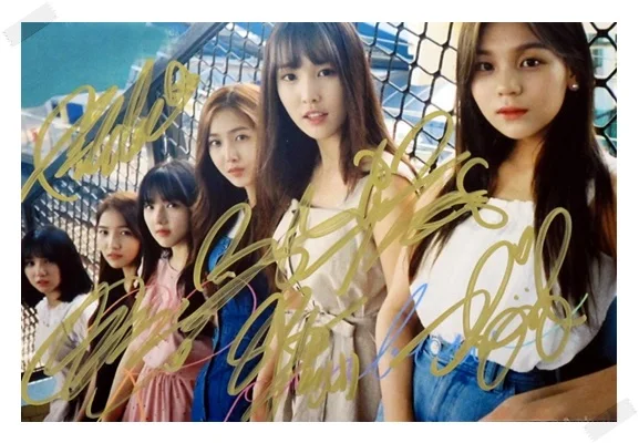 Расписанный GFRIEND групповая фотография с автографом радуга 6 дюймов бесплатная