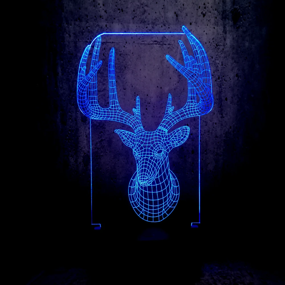 Горячая продажа ретро животное олень Олень Wapiti 3D LED USB лампа 7 видов цветов
