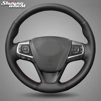shining wheat black leather hand stitched car steering wheel cover for toyota camry 2015 2017 avalon 2013 2018