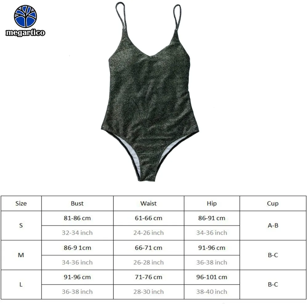Женский купальник с открытой спиной Megartico черный блестящий белый maillot de bain femme