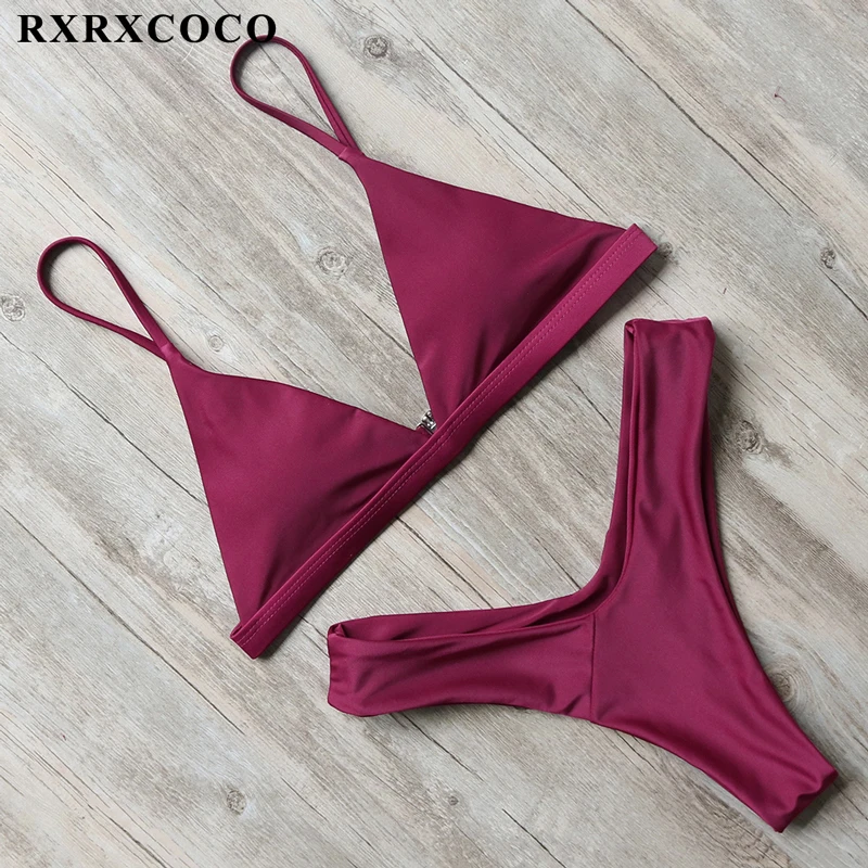 RXRXCOCO, сексуальное бикини с пуш-ап,, Холтер, с вырезами, купальник для женщин, Одноцветный, бикини, пляжная одежда, женский купальник, для загара