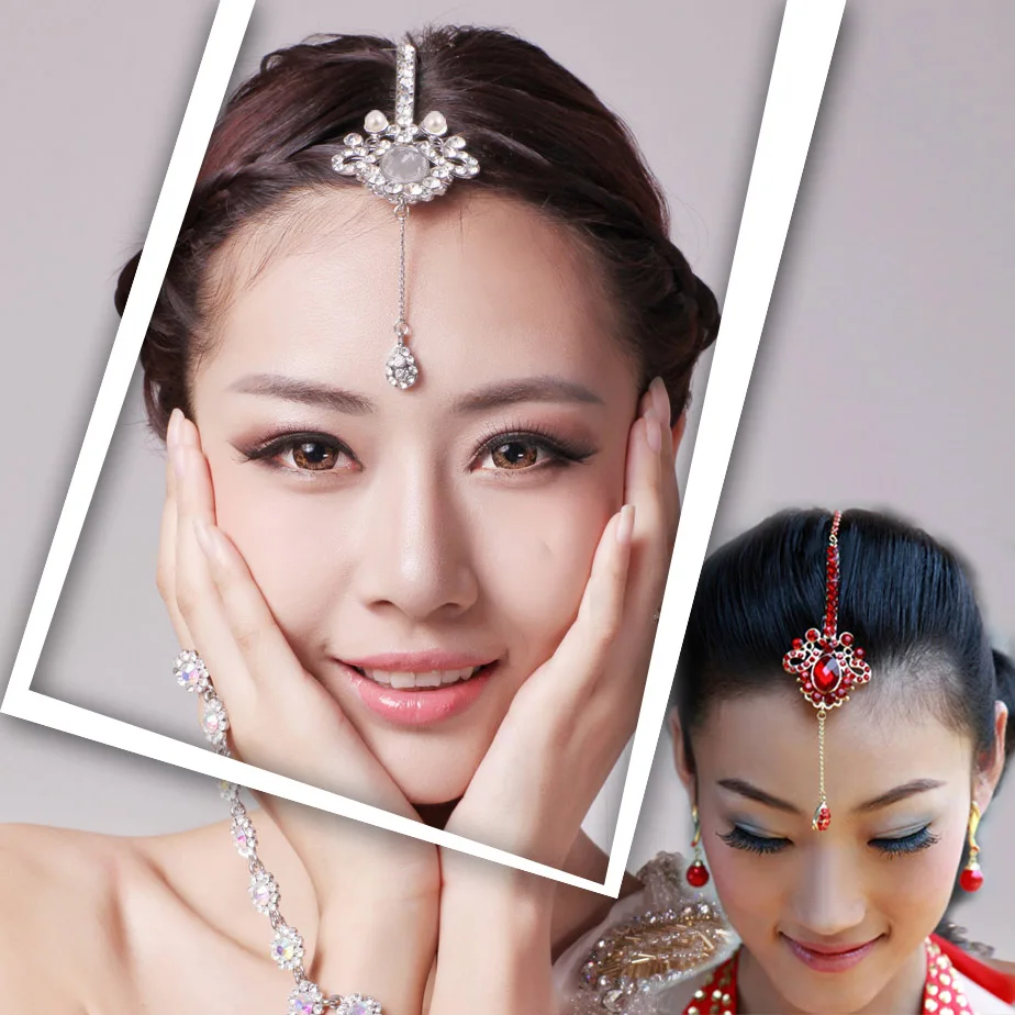 Сверкающих свадебные ювелирные изделия головной убор волос аксессуары брови