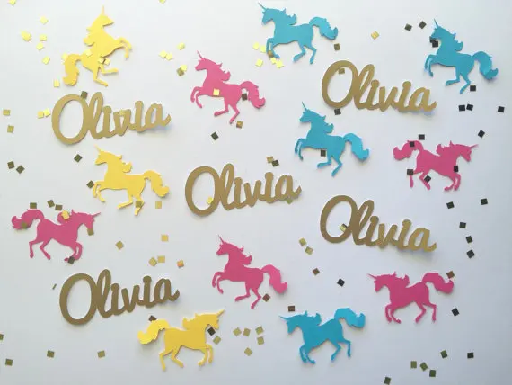 

personalized name color Unicorn wedding birthday Confettis Table Scatter baby bridal shower bachelorette Party decorations