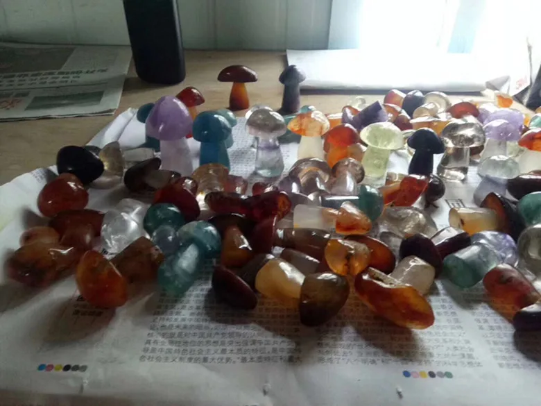 1pcs natural hand carved crystal mushroom gemstone specimen healing for &amp Home and office decoration | Дом и сад