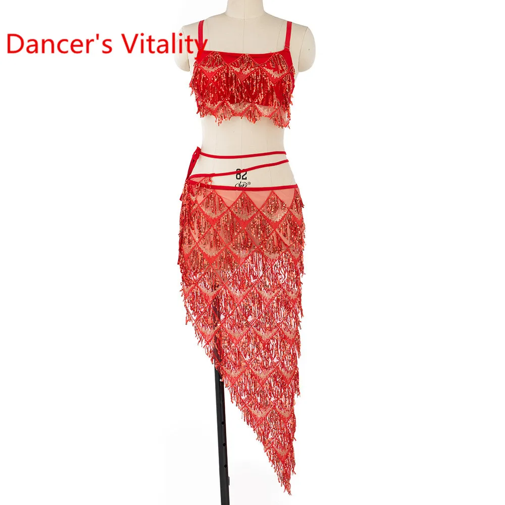 Женская одежда для танца живота Bling Sequins Танцевальный костюм Бюстгальтер + бедро