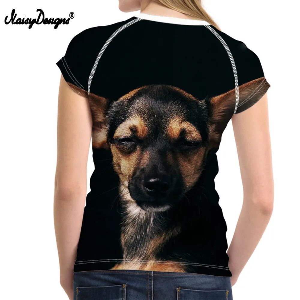 Женская миниатюрная футболка noisydesign с принтом Pinscher Подростковая забавным
