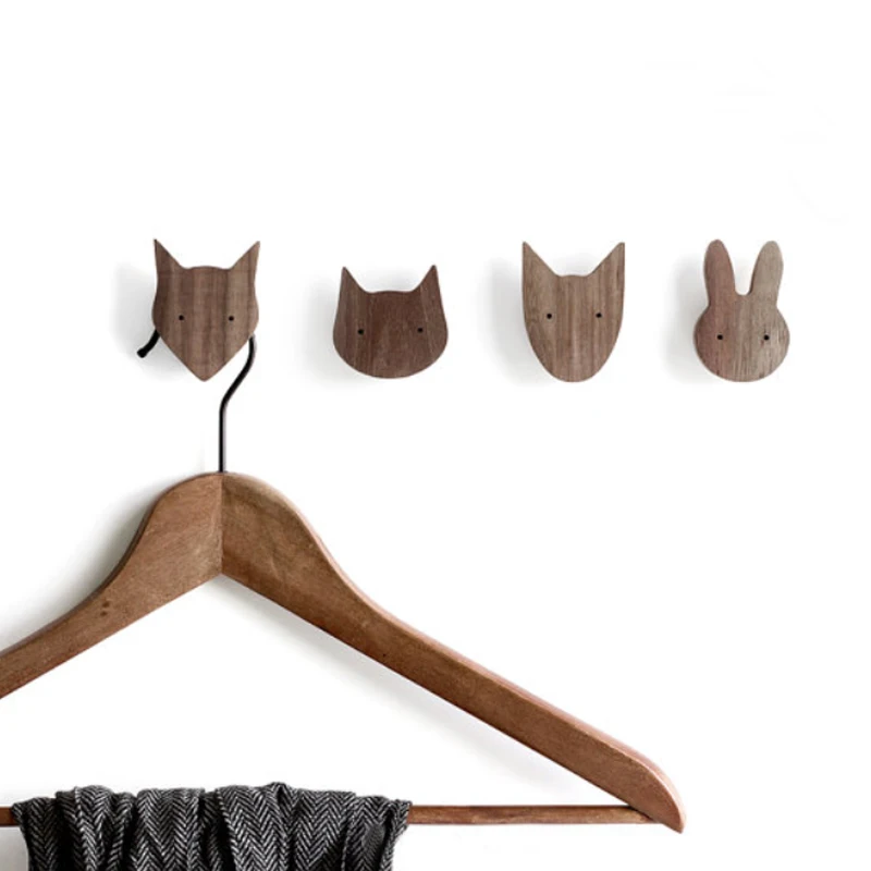 Modern Creative Animal Solid wood hanger Hooks Walls Wraps Coat Racks Hooks Living Room Wall Hanging Hanger Decorations