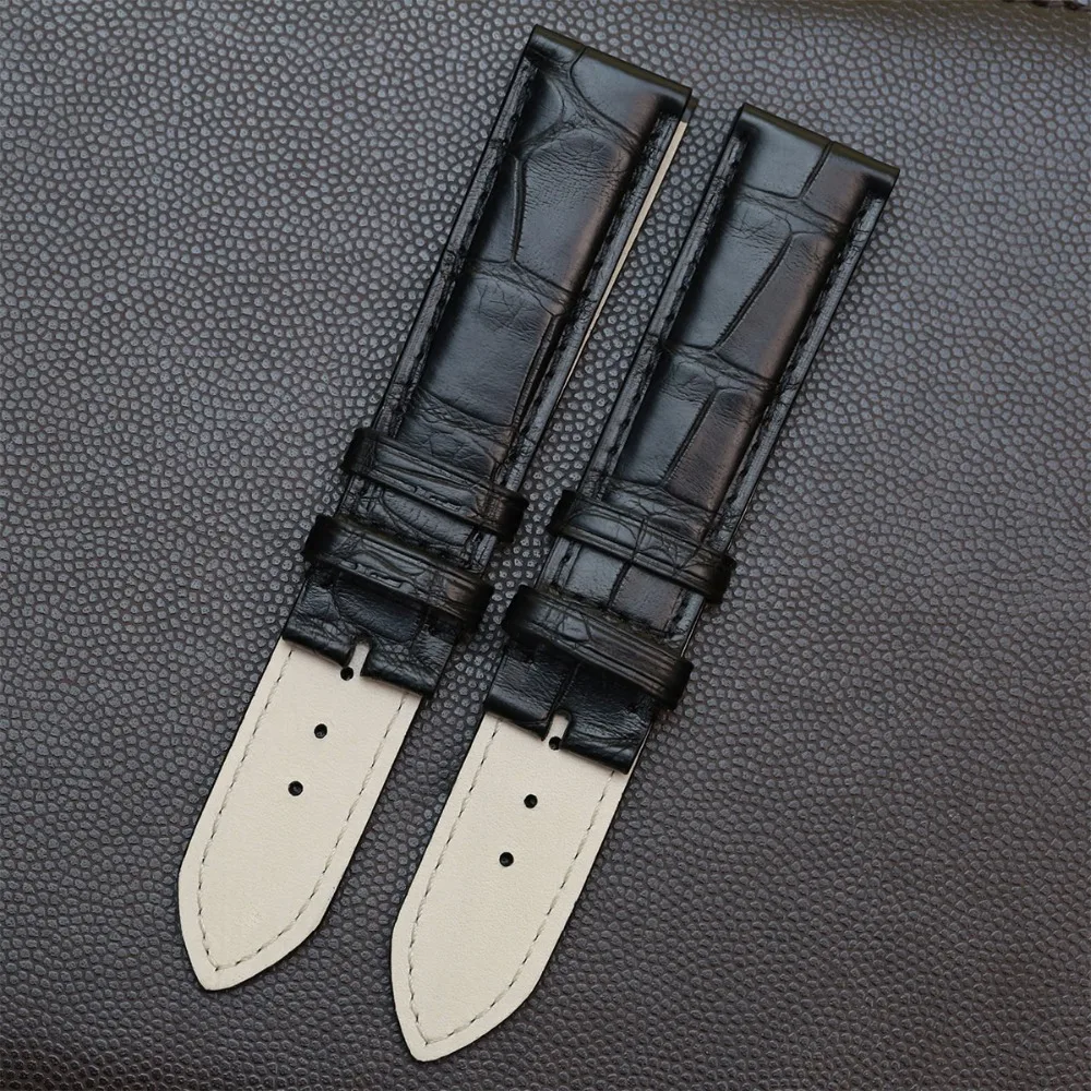 SAUPPO подходит для часов с ремешком для часов из кожи аллигатора, черный мужской ремешок 19 мм с пряжкой