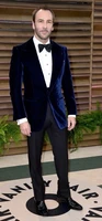 tailored dark blue velvet wedding suits for men peak lapel groom wear tuxedos jacketpantsbowtiepocketsqua