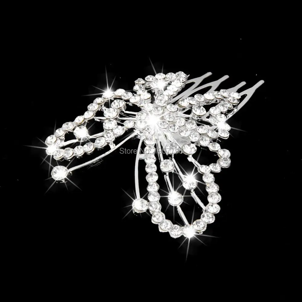 Бабочка шаблон гребень для волос со стразами Слайд клип свадебный аксессуар |