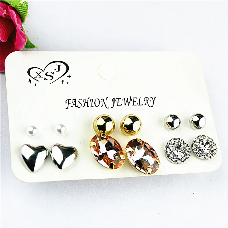 6 пар/комплект серьги в форме сердца с жемчугом|pearl ball|heart shaped earringsshaped earrings |