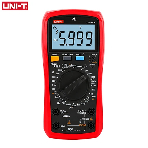 UT890D Plus UNI-T UNI T Цифровой мультиметр True RMS UT890C UT890D+ ручной диапазон AC DC Частота емкость Температура Тестер Подсветка - Цвет: UT890D Plus