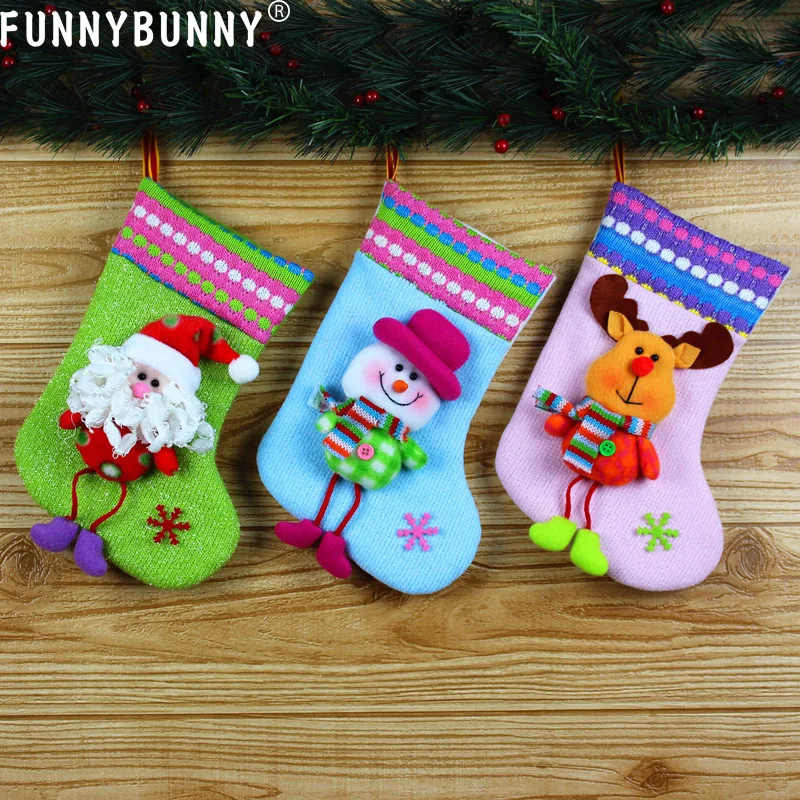 FUNNYBUNNY рождественские чулки 3D Плюшевые Детские Подарочные игрушки держатель
