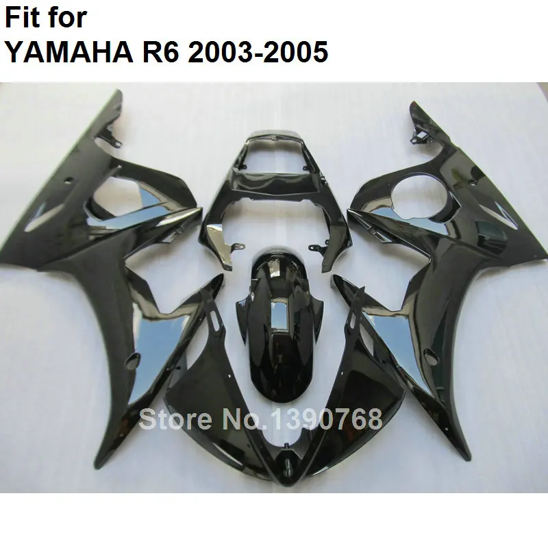 Запасные части для кузова мотоцикла Yamaha YZF R6 2003 2004 2005 глянцевый черный обтекатель