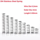 10 шт. пружина Y-типа 304 пружина из нержавеющей стали проволока диаметром 0,2 мм внешний диаметр 3 мм Длина 5-50 мм