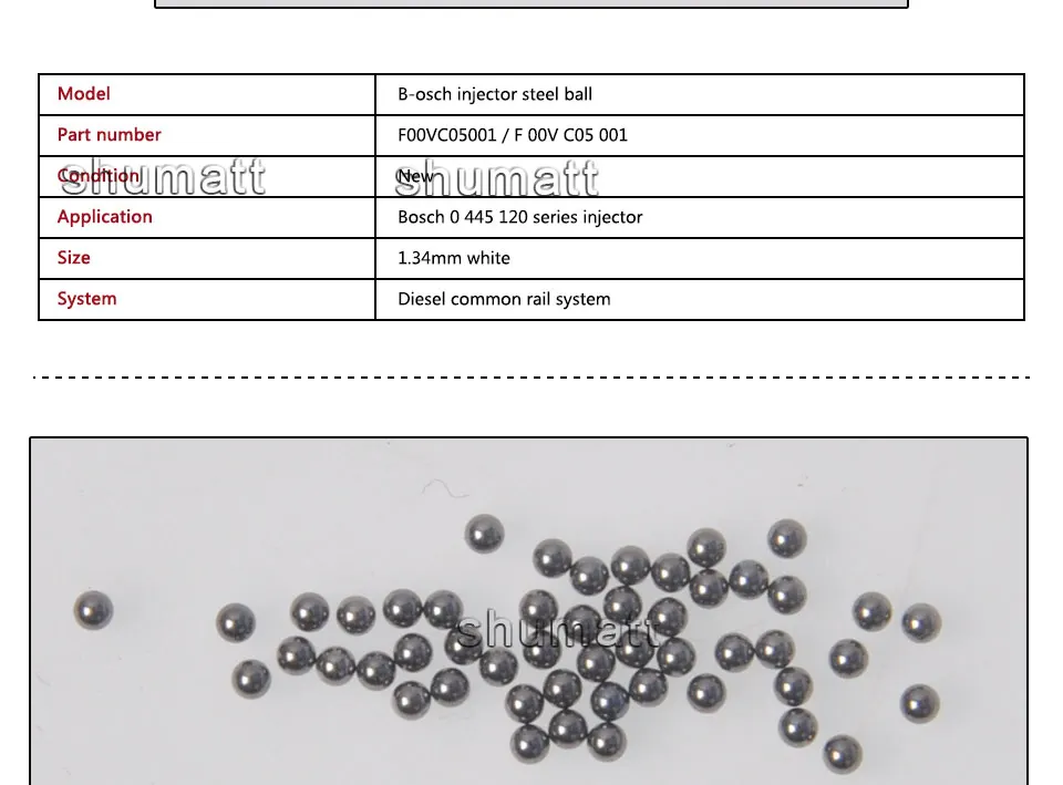 Shumat F00VC05001 F 00 в C05 001 F00VC99002 коллектора системы впрыска топлива комплект для ремонта инжектора 1,34 мм Сталь мяч для BOSCH 0445 120 серии