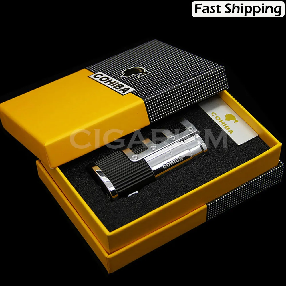 COHIBA Gridding полосы струи пламени сигареты 3 зажигалка с горелкой W/удар | Дом и сад