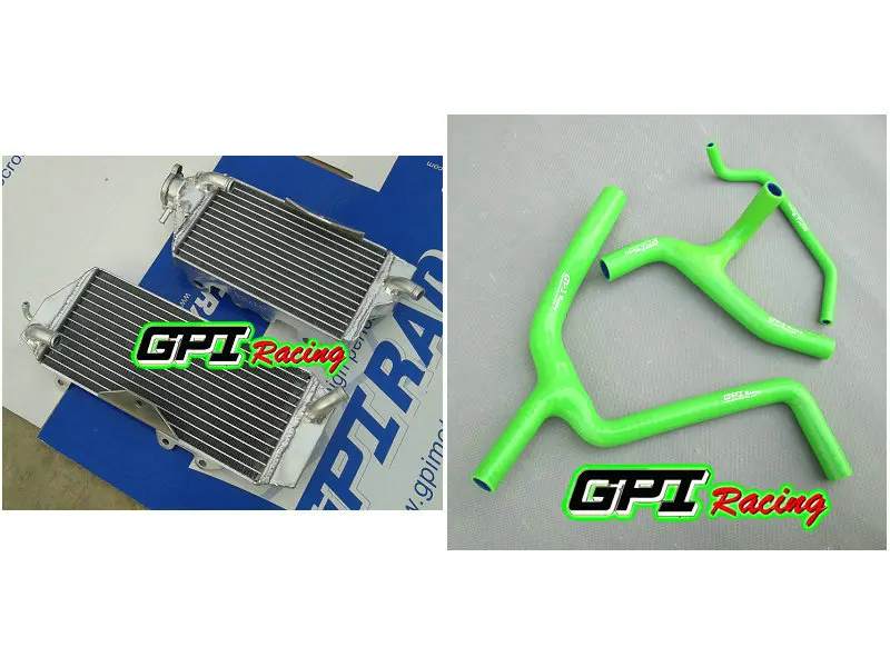 aluminum racing Radiator +GREEN HOSE for Kawasaki KXF450 KX 450F KX450F 10 11 12 13 14 2010 2011 |