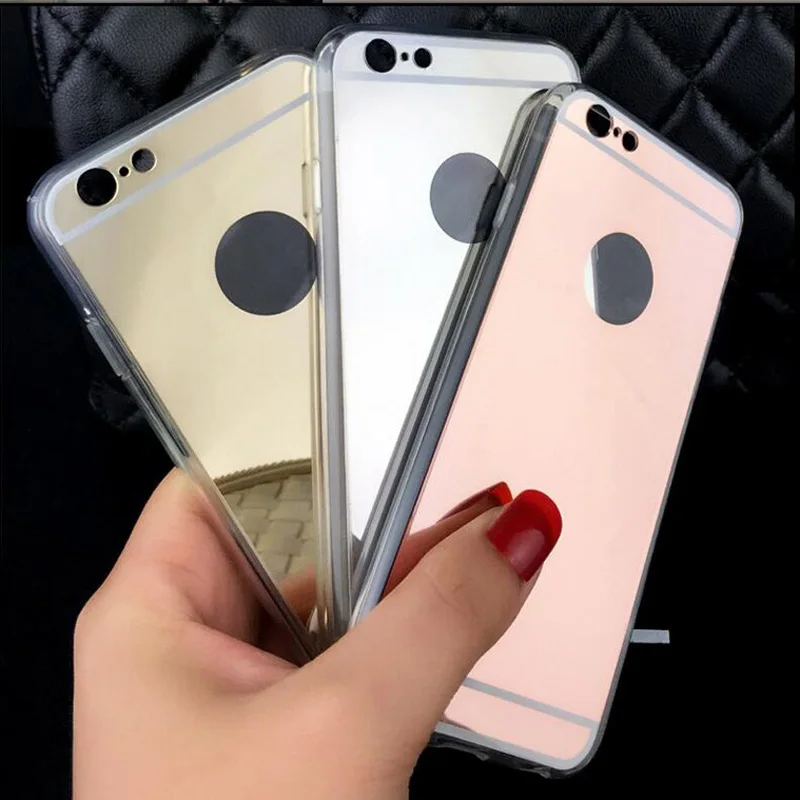 Изысканный чехол с зеркальным покрытием для iPhone 5 5S SE 6 6S 7 Plus X 8 Ultra Slim гибкий мягкий чехол из TPU 4 цвета
