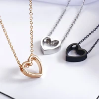fashion design black heart necklace gold silver color simple hollow jewellery the best of birthday treat