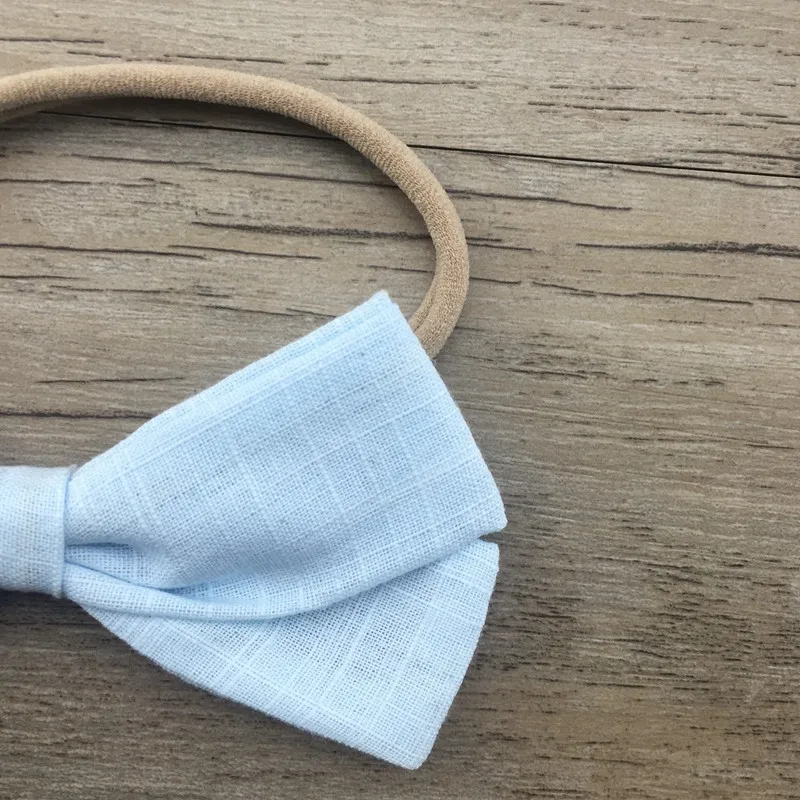 

Lotus Girls Handmade Nylon Bow Headbands With Elastic Nylon Soft Hair Band Solid Customized Simple Hair Accessories For Girls