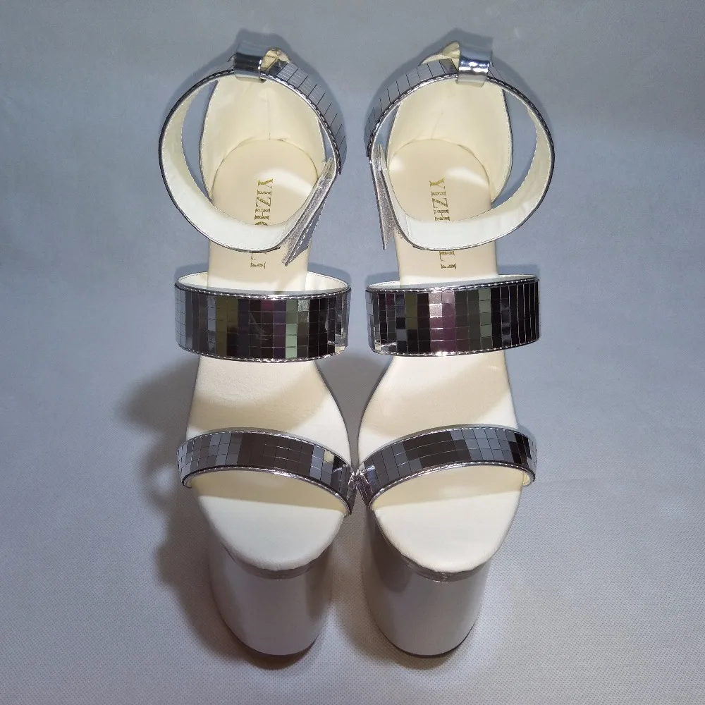 Summer 7 inch high heel shoes for women pole dancing sandals 18cm silver Platform Strappy High Heels Party Dance Shoes | Спорт и