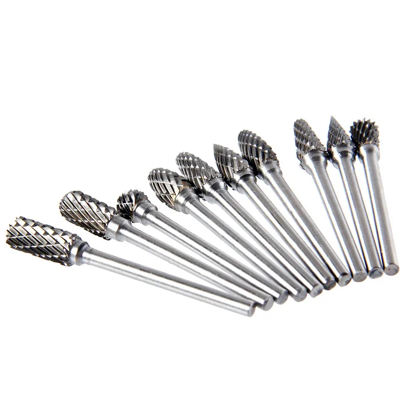 10 PCS 1/8" TungstenCarbide Rotary Burrs 6mm Cutter Files Set CNC Engraving Bit Abrasive Tools | Инструменты