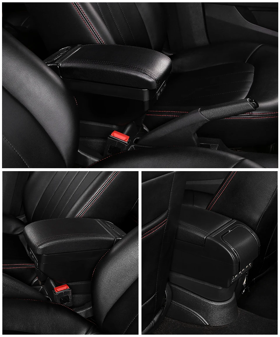 Для hyundai Accent RB Solaris 2012- подлокотник двойной слой вращающийся из искусственной кожи центральный магазин содержимое коробка с USB