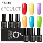 Набор гель-лаков для ногтей ROSALIND 6 шт.лот 7 мл цветной гель для ногтей полуперманентный набор для УФ маникюра Гель-лак для ногтей