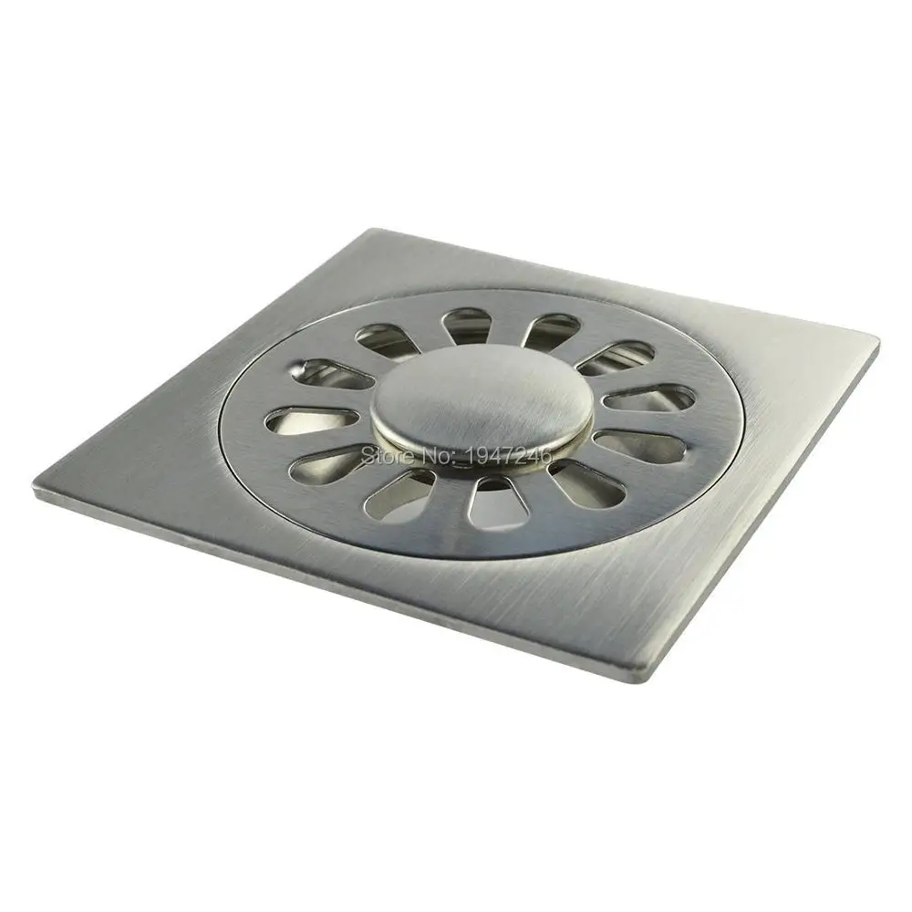 Manufacturers wholesale marketing 4'' Square Shower Floor Drain with Removable Strainer Stainless Steel Brushed finish |