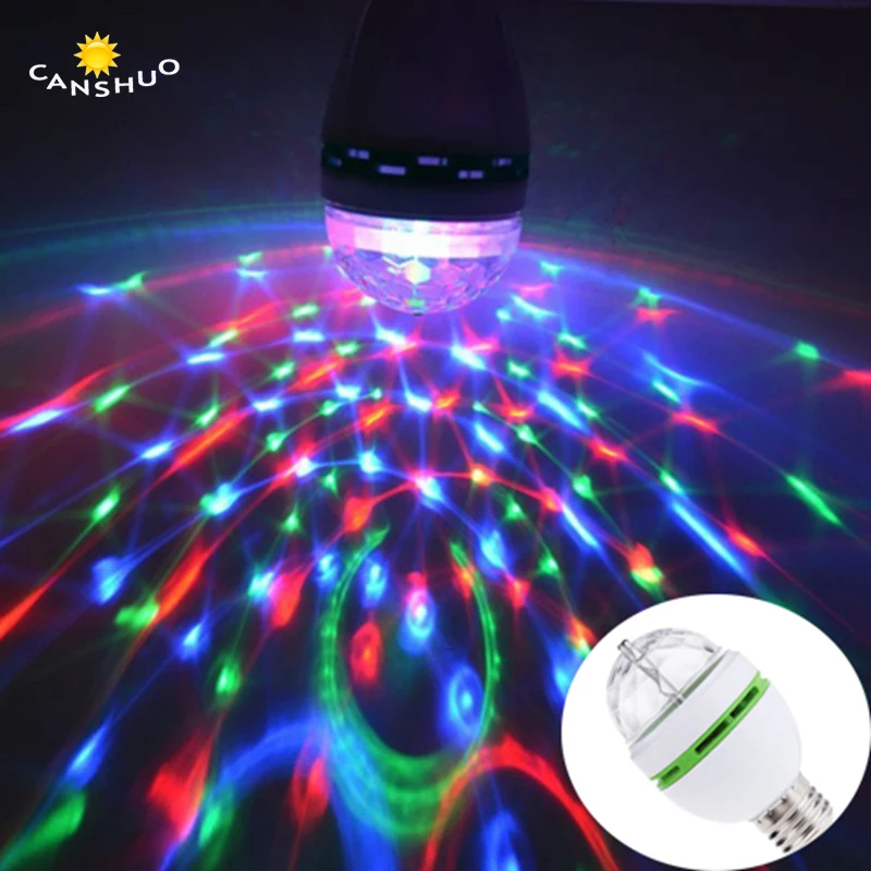 Мини 3 Вт красочные Авто вращающийся RGB светодиодные лампы сценический свет E27/B22