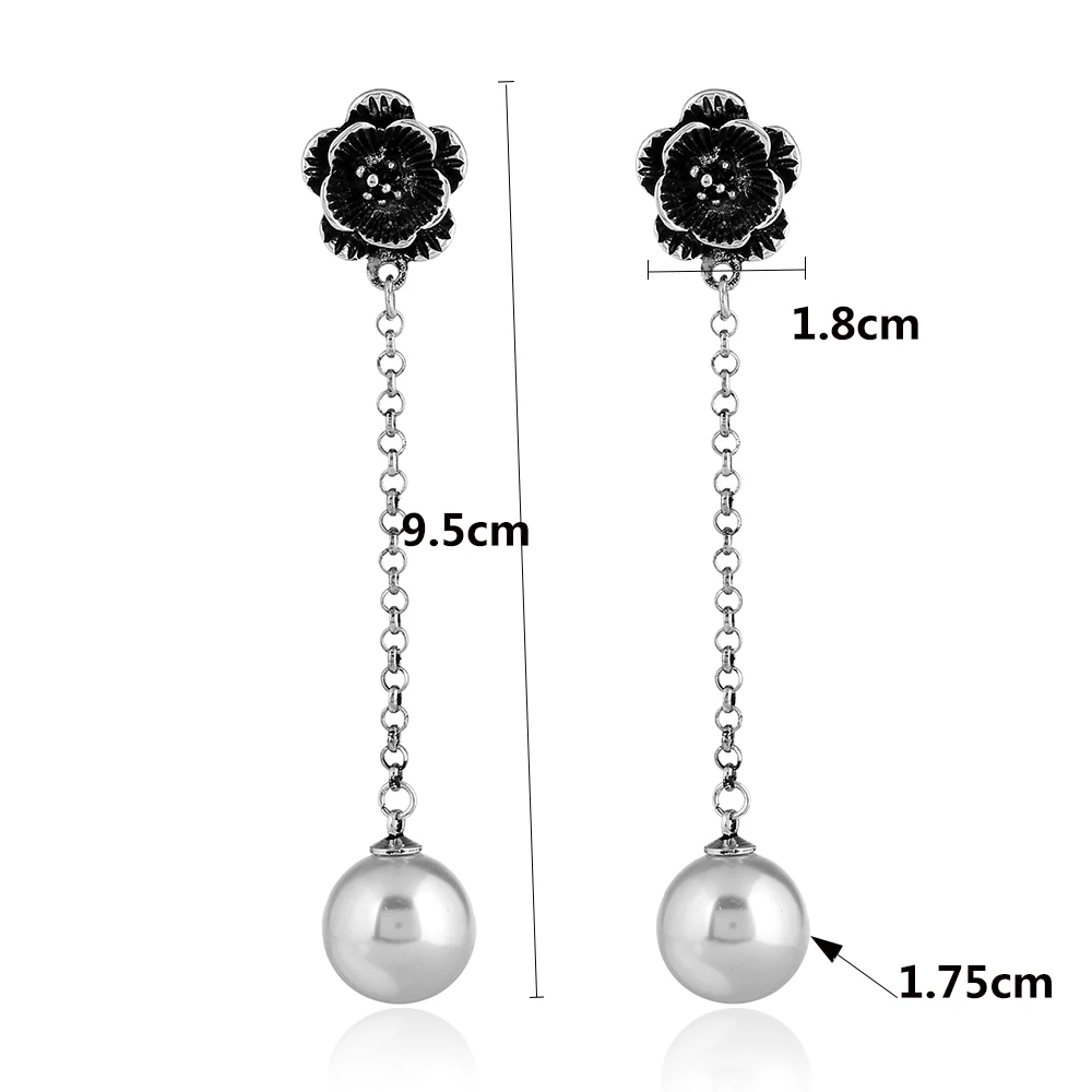 New fashion long drop earrings individuality Creative vintage flower with simulated-pearl for women wedding | Украшения и