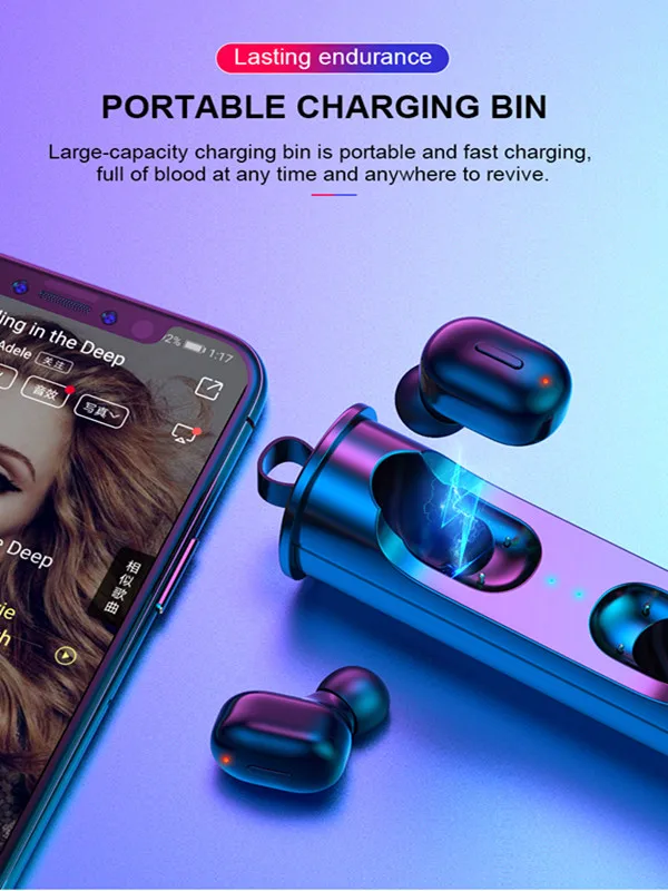 Mini T1 TWS V5.0 Bluetooth Earphone 3D Wireless Stereo Earbuds With Mic Portable HiFi Deep Bass Sound Cordless Dual Headset | Электроника