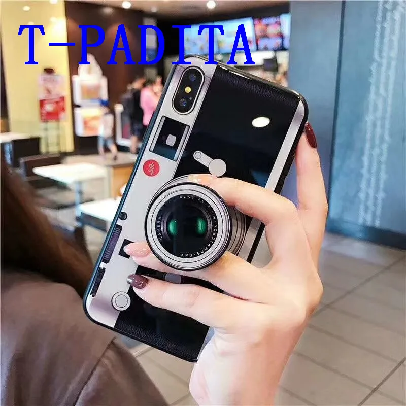 Camera model tempered glass case with Fashion Grip Stand Holder for vivo x9/x20/x21/x21/y66/y67/y75 PU and PC Cover T-PADITA OEM | Мобильные