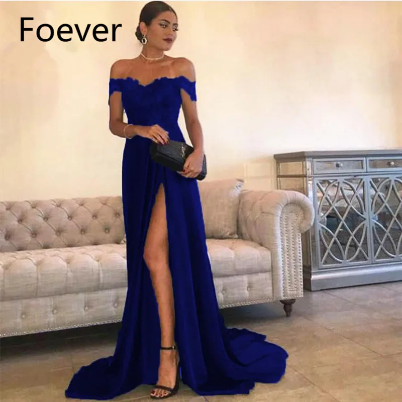 2019 Burgundy A-Line Off Shoulder Prom Dresses Short Sleeve Front Slit Sweep Train Formal Evening Party Dress for Women | Свадьбы и
