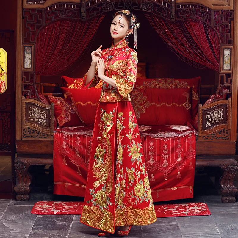 Невесты Cheongsam женские Винтажные ботинки в китайском стиле Стиль свадебное платье
