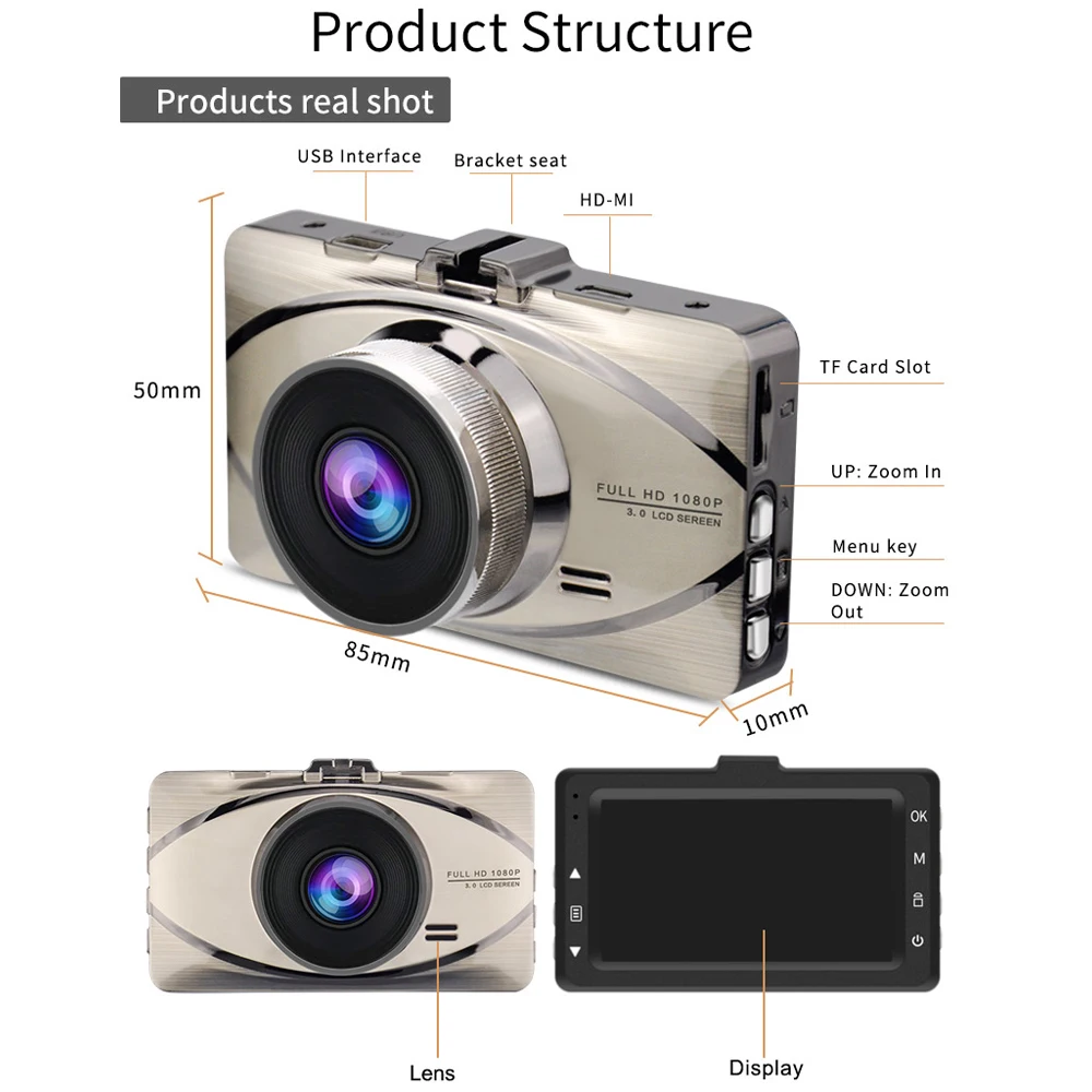 Автомобильный видеорегистратор 3 0 дюймов камера Full HD 1080P HDMI 170 градусов G-sensor авто