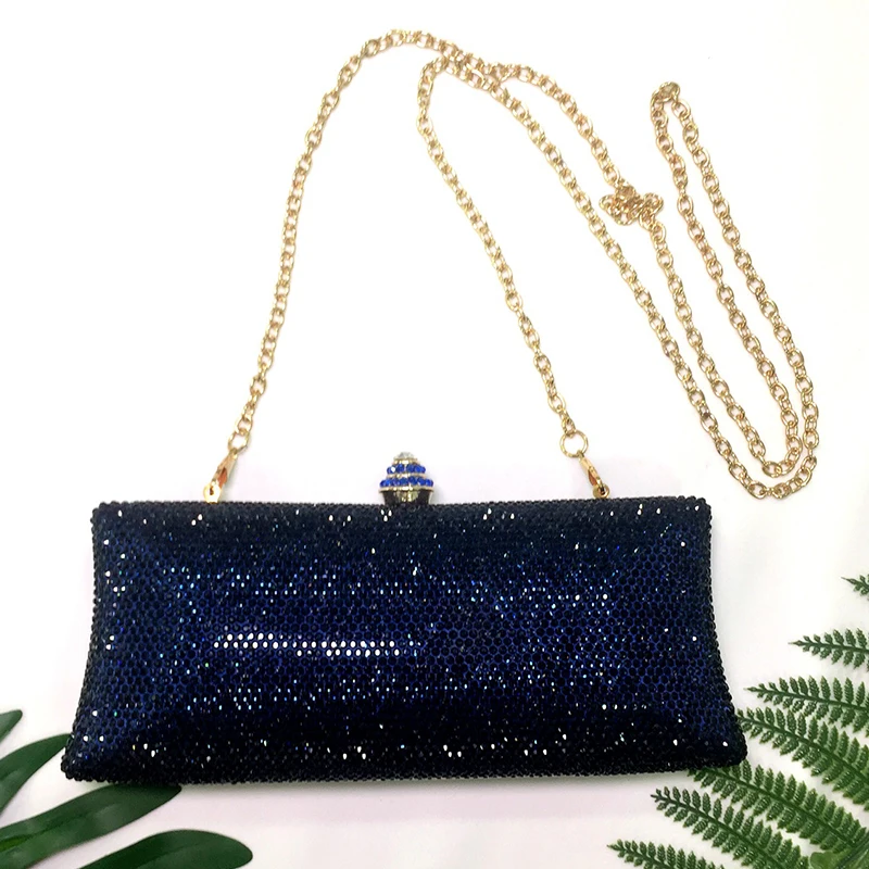 Сумка клатч женская с кристаллами модный Вечерний Клатч синего цвета вечерние