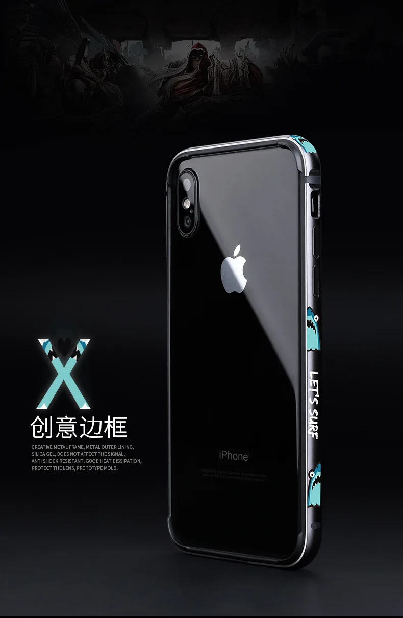 Бампер чехол для iPhone X мультфильм Coque противоударный алюминиевая рамка для iPhone XS Защитная силиконовая граница Capinhas