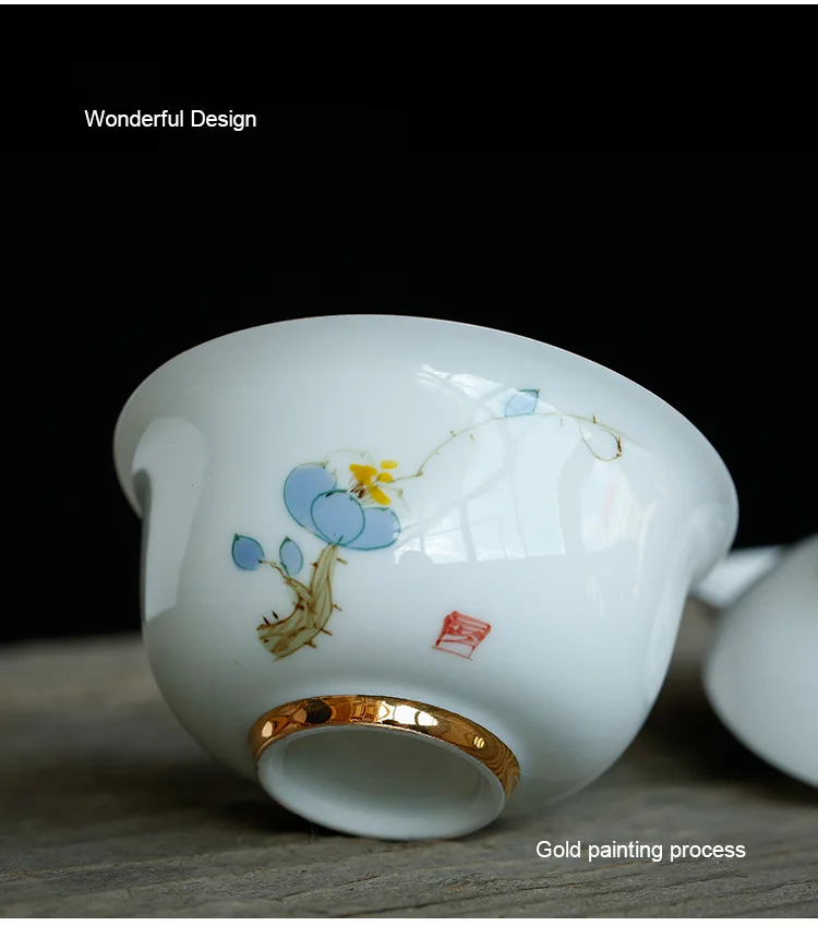 PINNY 160 мл ручная роспись цветок сливы Gaiwan традиционный китайский белый фарфор чай супница китайский чайный набор кунг-фу посуда для напитков