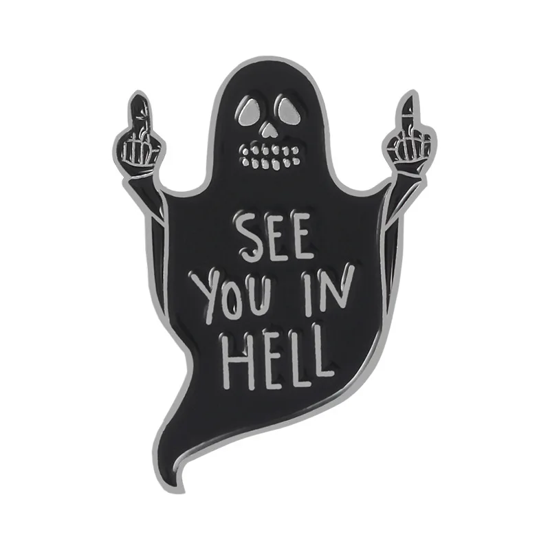XEDZ новинка брошь в виде черного призрака из ада SEE YOU IN HELL черный ужас