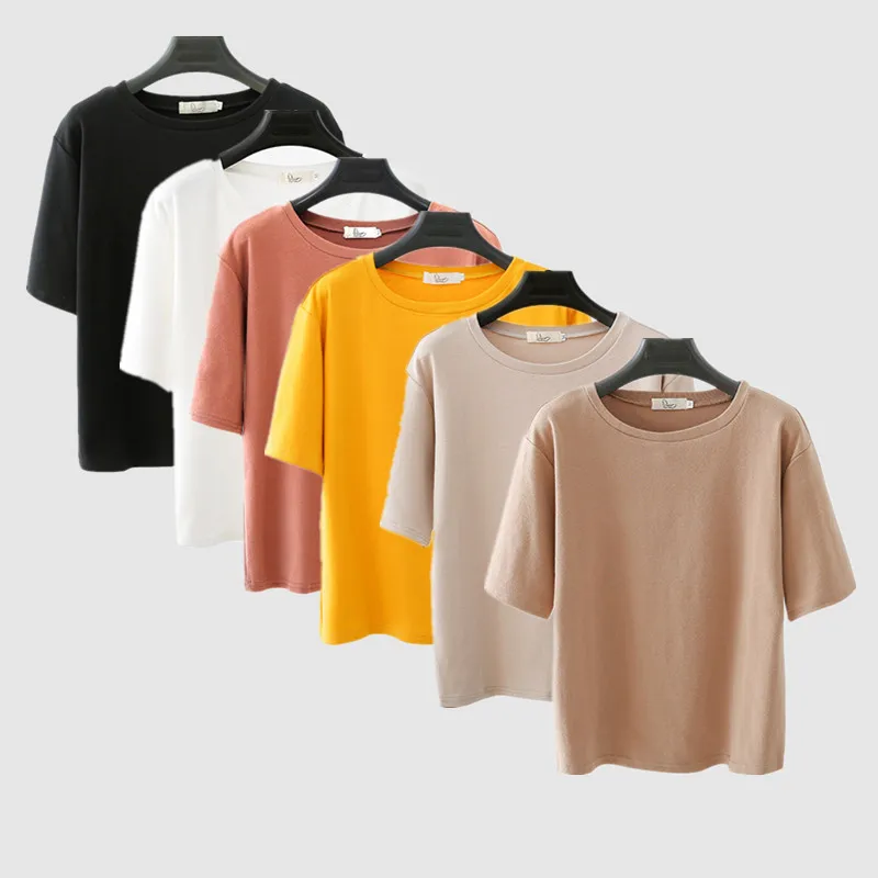 Летняя футболка 6 шт./партия женские новые футболки 2019 Модные Винтажные Хлопковые