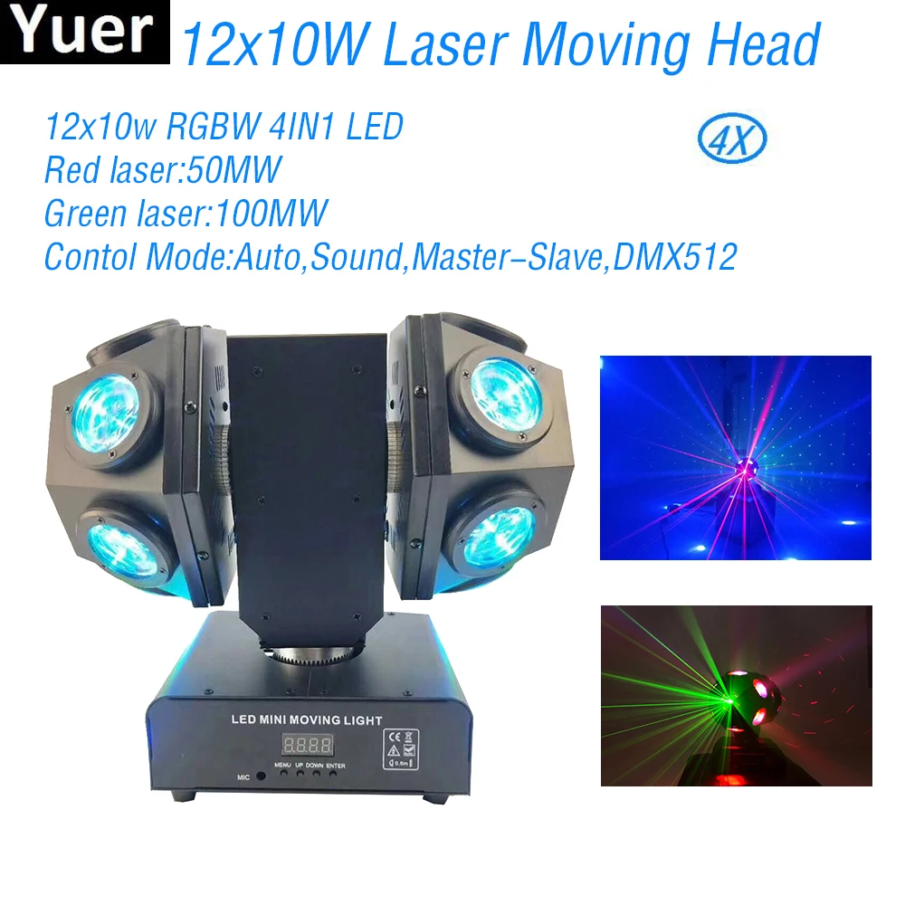 

4Pcs/Lot RGBW 4IN1 12x10W LED Beam Moving Head Light Laser Disco Ball DJ Disco Equipment Party Club Bar Wedding Lights Lighting