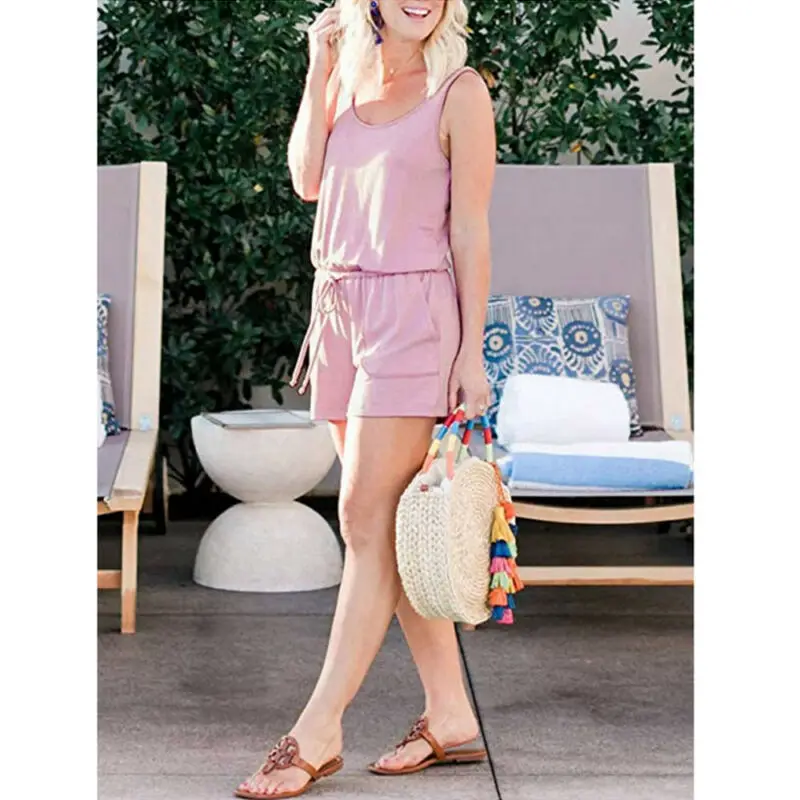 Женский полосатый пляжный костюм комбинезон для отдыха летний Повседневный