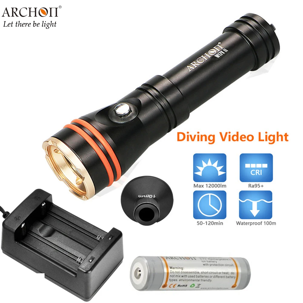 Водонепроницаемый подводный фонарик ARCHON D11V II CREE XM L2 U2 max 1200 люмен 100 м с зарядным