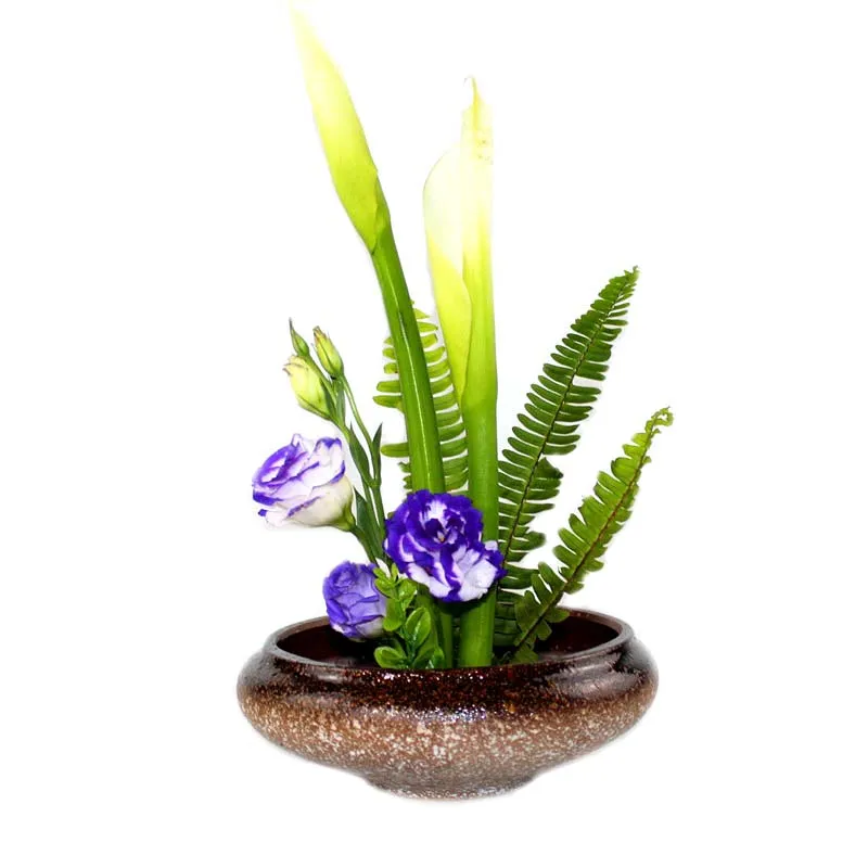 Японский цветной глазурь Ikebana гидропонный цветочный горшок Настольная грубая