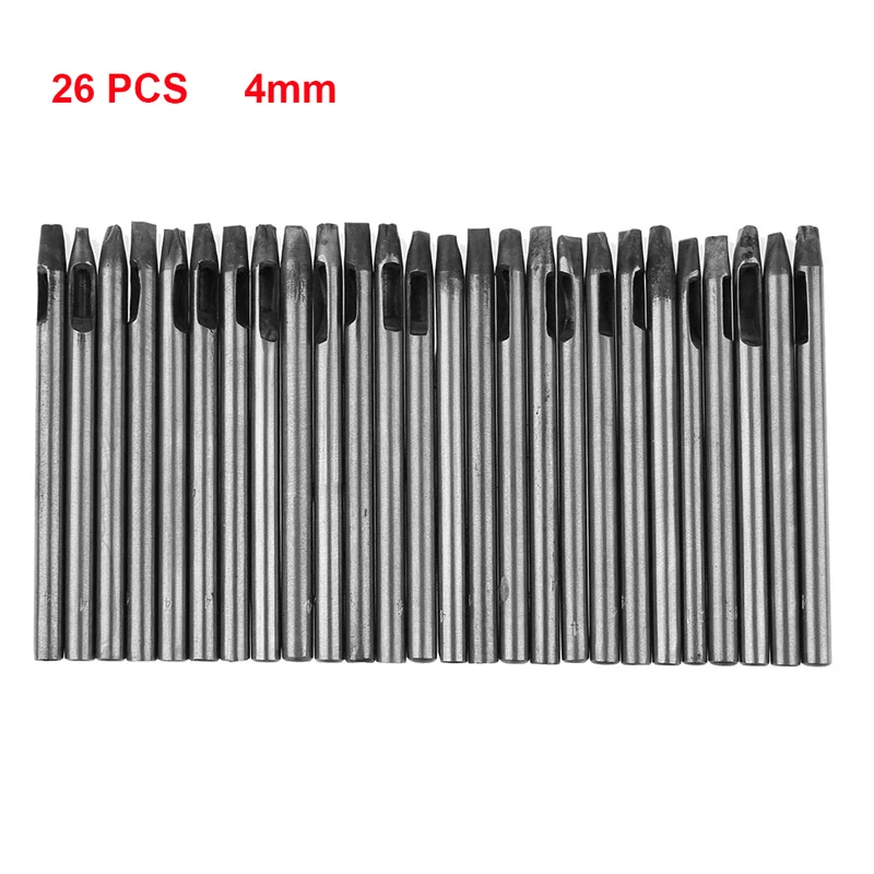 26 PCS 20/26 шт. DIY Кожа Инструмент удара, 3 мм, 4 мм, в форме кожаный перфоратор в форме цветка инструмент для кожи с отверстиями для рукоделия полые Тонкий пояс, который крепится на набор инструментов - Цвет: 26 PCS