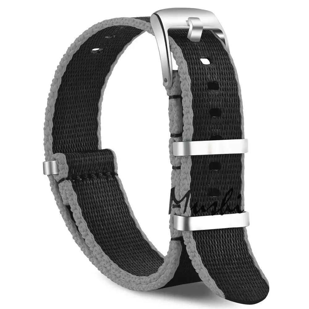 Black Grey James Bond 007 20 мм 22 мм часы с ремешком NATO Band мужские серебряные пряжка холст ремешок с инструментами - Цвет ремешка: Black Grey