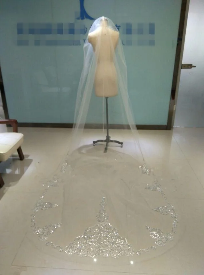 1t 3M Соборная кружевная свадебная фата для невесты белый цвет слоновой кости