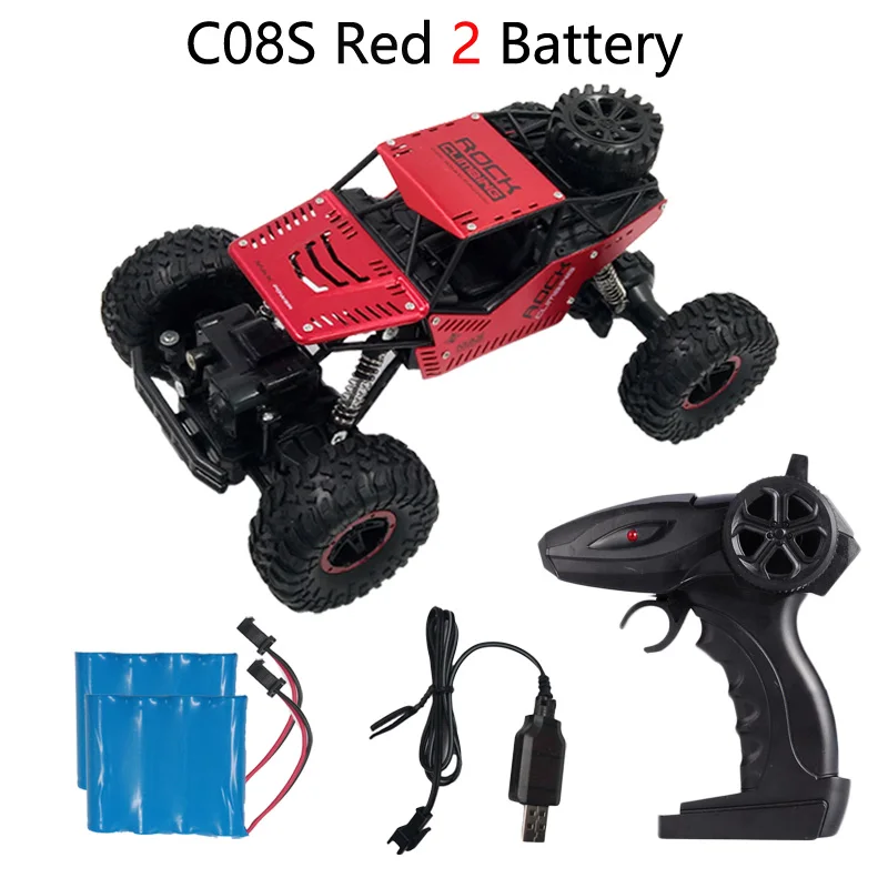 Red 2BAT Teeggi 1/16 C08S Радиоуправляемая машина 2,4 ГГц 4WD сильная мощная альпинистская Радиоуправляемая машина внедорожник игрушки автомобиль для детей подарок радиоуправляемые машины модель дистанционного управления - Цвет: Red 2BAT
